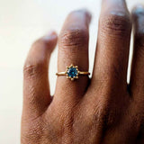 Gold or Silver Mini Zaria ring with barnacles and London Blue Topaz - Dainty London