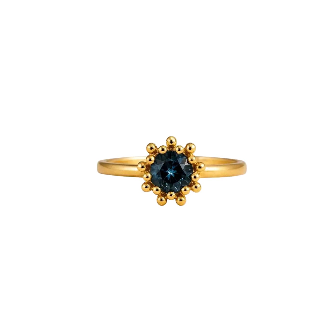 Gold or Silver Mini Zaria ring with barnacles and London Blue Topaz - Dainty London