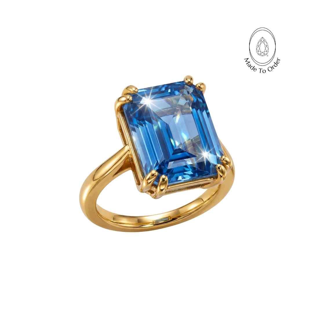 Gold or Silver Ocean Blue Topaz Ring - Bali - Dainty London