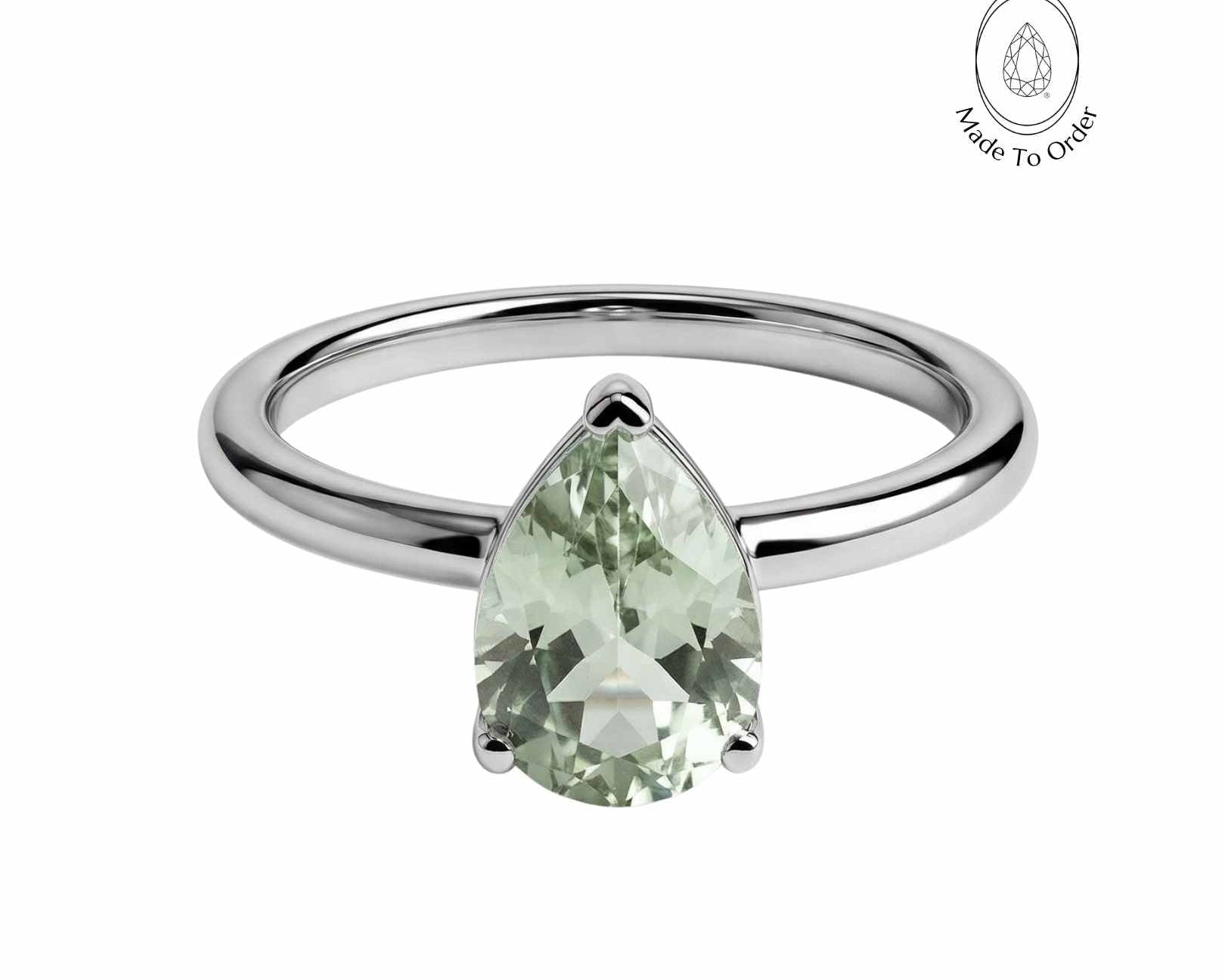 Gold or Silver Pear Amethyst Ring - Zinnia - Dainty London
