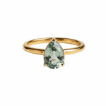 Gold or Silver Pear Amethyst Ring - Zinnia - Dainty London