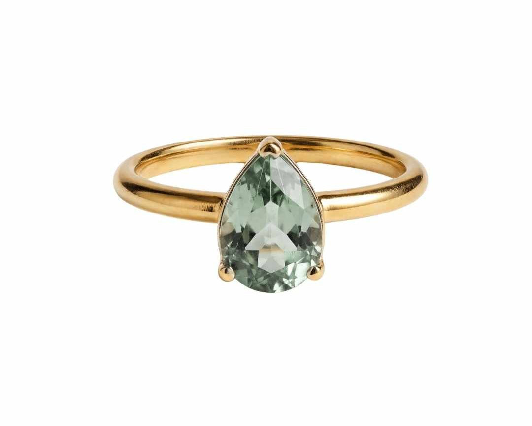 Gold or Silver Pear Amethyst Ring - Zinnia - Dainty London