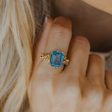 Gold or Silver Sky Blue Topaz Ring - Aurelia - Dainty London