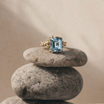 Gold sky blue topaz solitaire ring - Aurelia - Dainty London