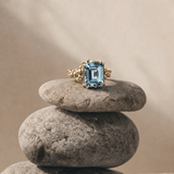 Gold sky blue topaz solitaire ring - Aurelia - Dainty London