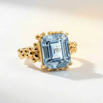 Gold or Silver Sky Blue Topaz Ring - Aurelia - Dainty London