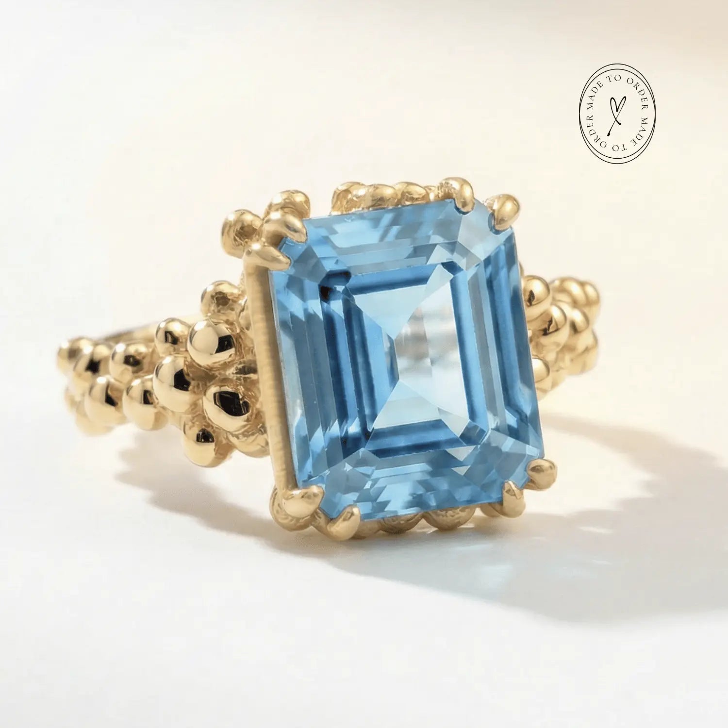 Gold or Silver Sky Blue Topaz Ring - Aurelia - Dainty London