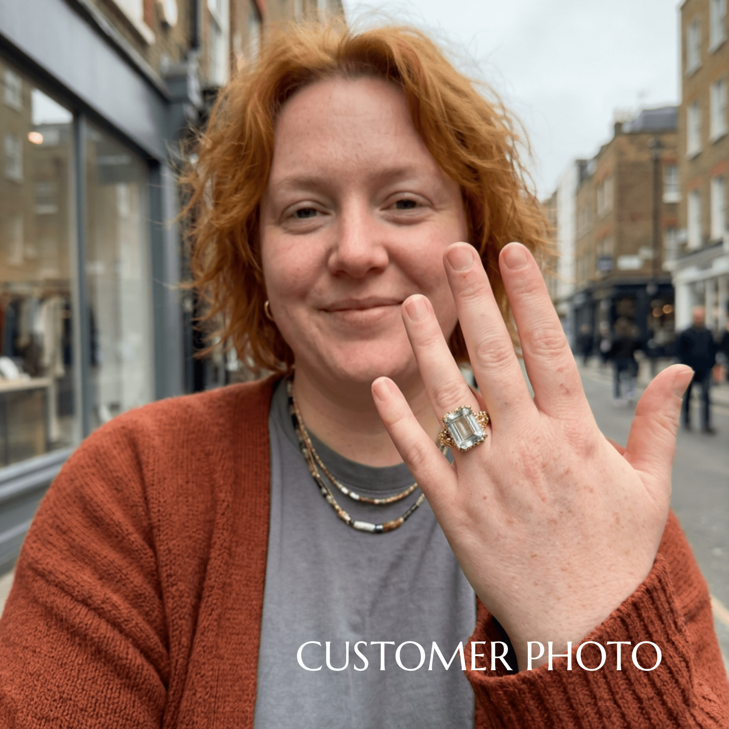Gold or Silver Statement Green Quartz Ring - Giselle - Gold Rings - Dainty London