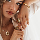 Gold or Silver Statement Saddle Ring - Hemera - Dainty London