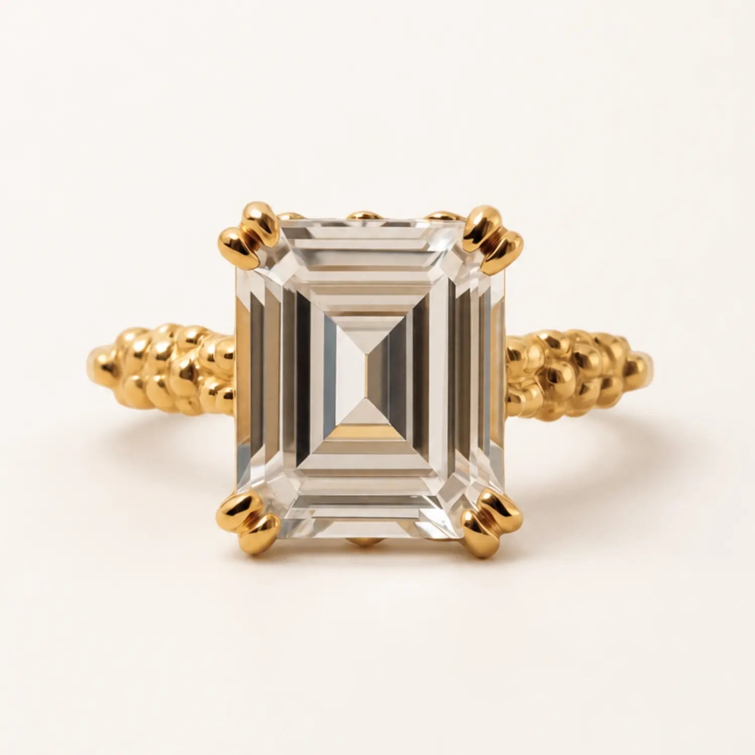 Gold or Silver Vermeil White Topaz Gemstone Ring - Merrow - Dainty 