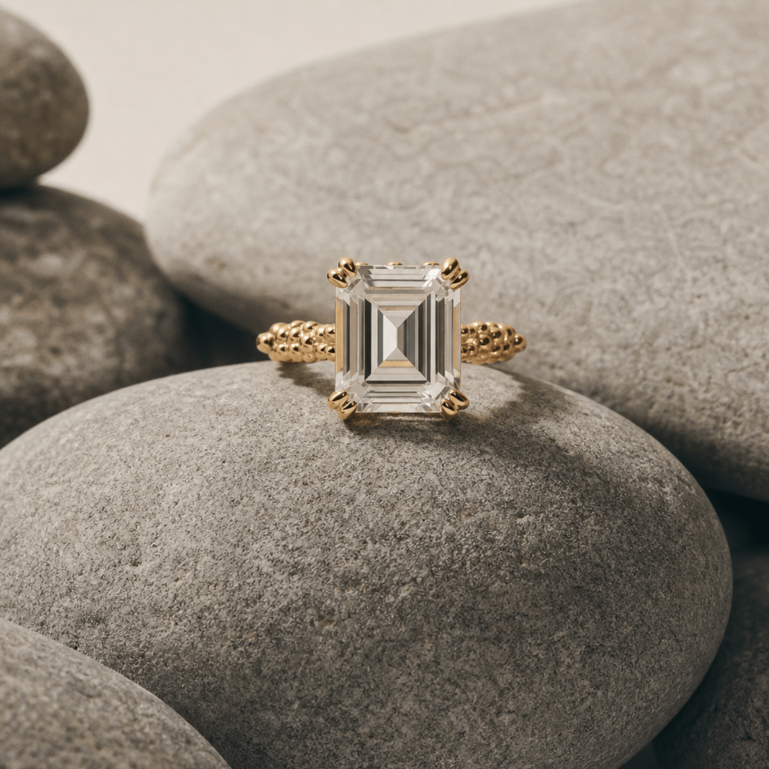 Gold or Silver Vermeil White Topaz Gemstone Ring - Merrow - Dainty London