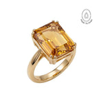 Gold or Silver Vintage Citrine Gemstone Ring - Isla - Dainty London