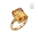 Gold or Silver Vintage Citrine Gemstone Ring - Isla - Dainty London