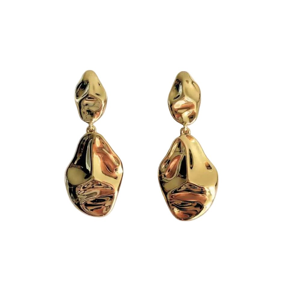 Gold Organic Crinkle Texture - Skywhisper Earrings - Dainty London
