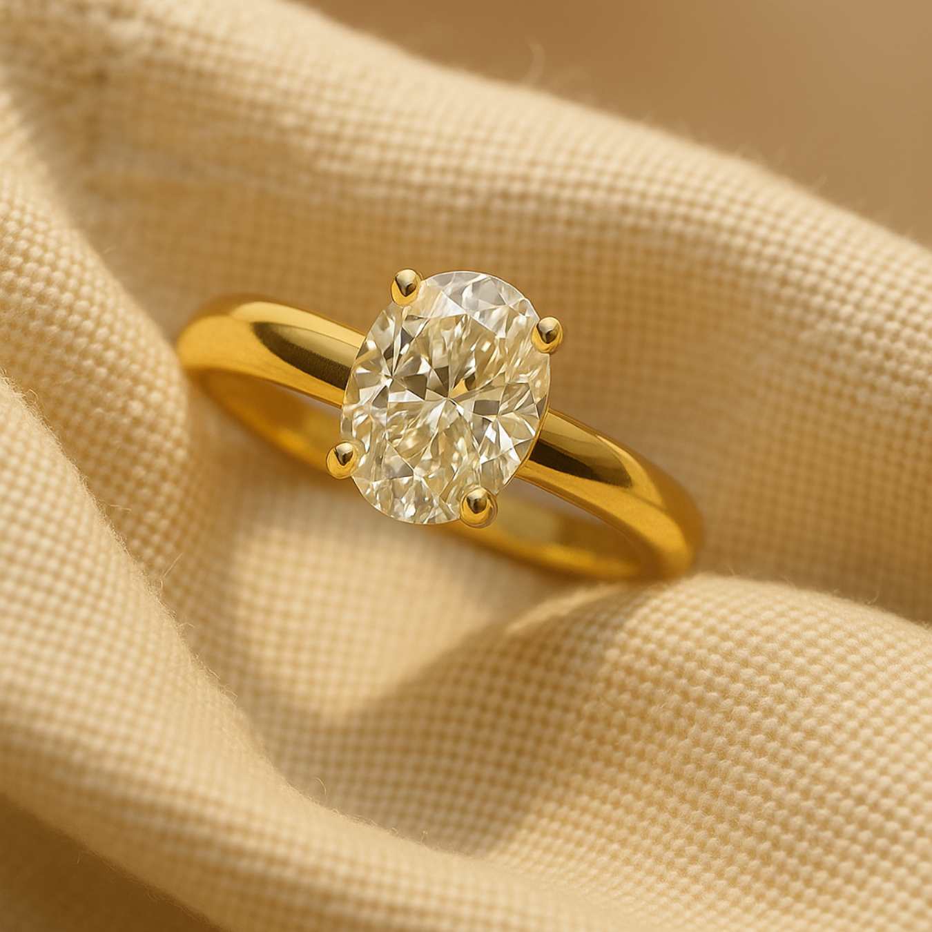 Gold Oval Diamond Ring - The Isolde Ring - Dainty London