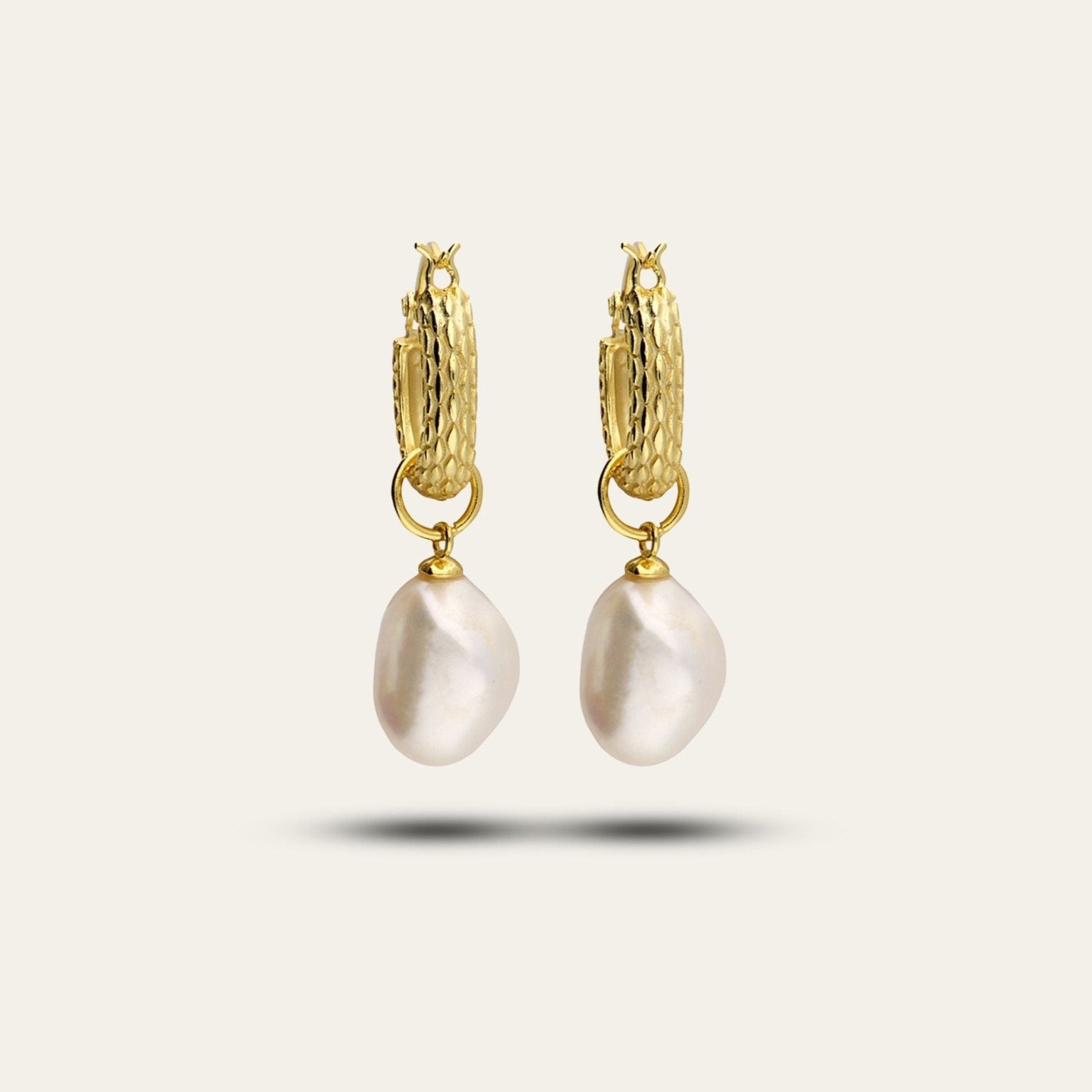 Gold Pearl Drop Earrings - Dainty London gold pearl earrings, freshwater pearl hoops, vermeil gold jewellery, elegant drop earrings, gift for her, wedding jewelry, bridal accessories, ocean blue jewellry box, timeless pearl earrings, handcrafted jewelry, anniversary gift, beach-inspired jewellery, minimalist gold earrings