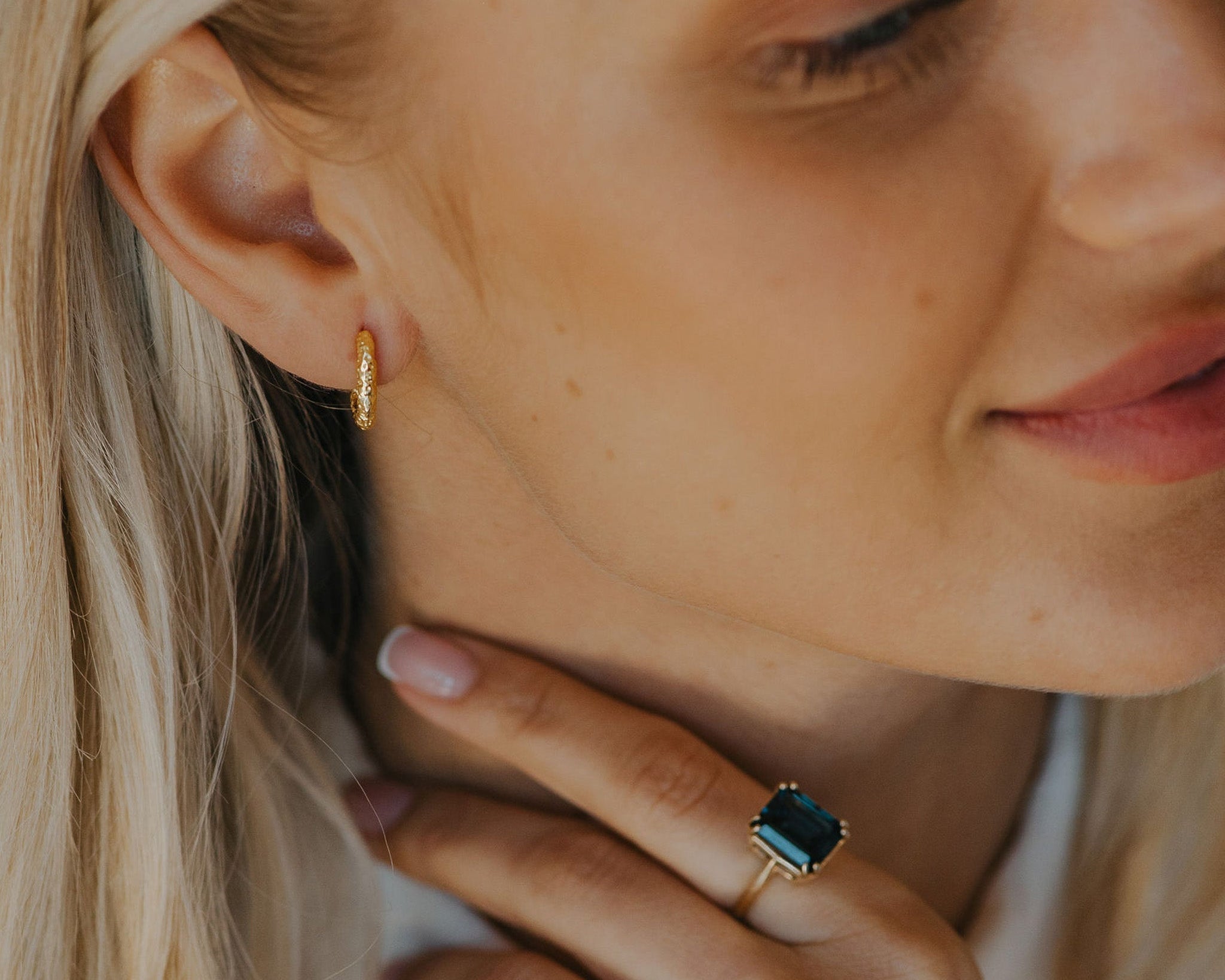 Gold Rockpool Hoops - Dainty London
