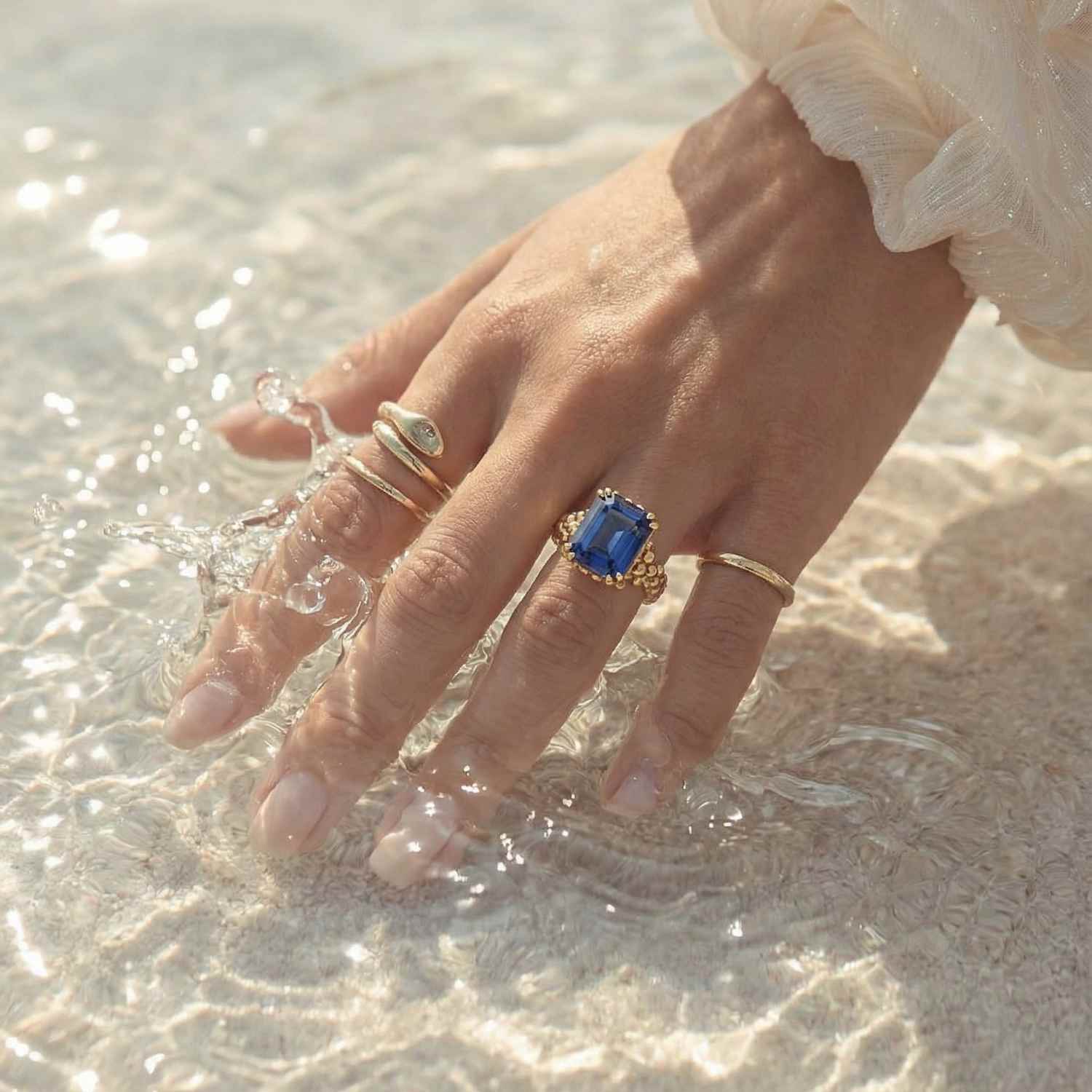 Gold Sapphire Ring - Layla - Dainty London
