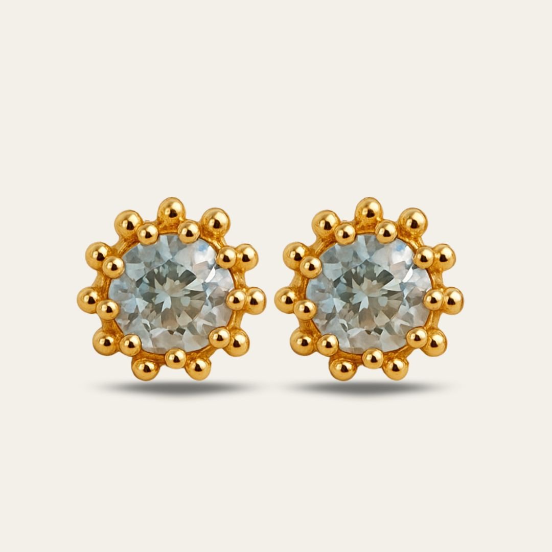Gold Sky Blue Topaz Astrid Studs - Dainty London
