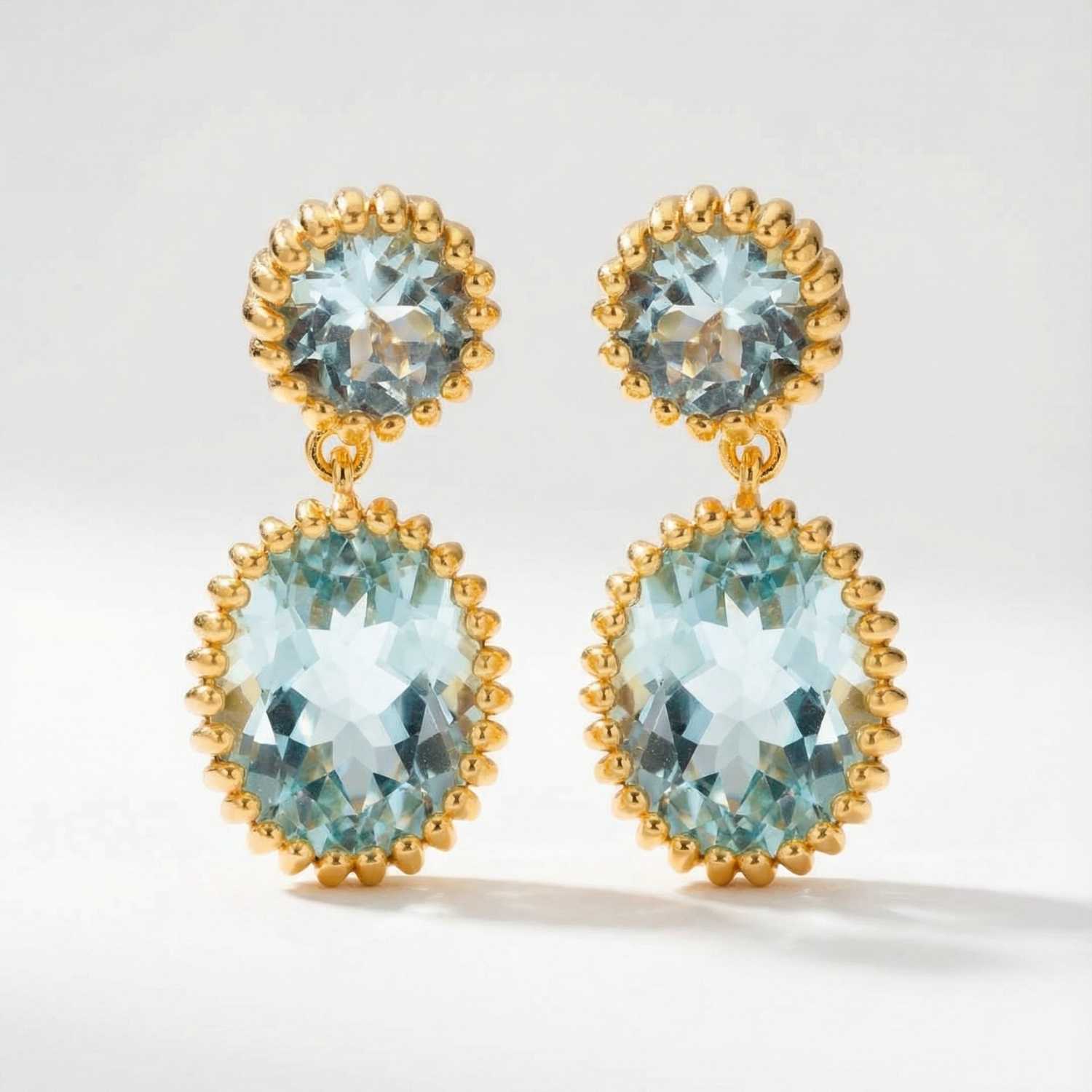Gold Sky Blue Topaz Aurelia Earrings - Dainty London