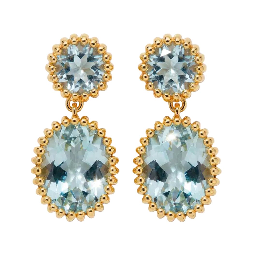 Gold Sky Blue Topaz Aurelia Earrings - Dainty London