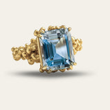 Gold Sky Blue Topaz Ring - Aurelia - Dainty London
