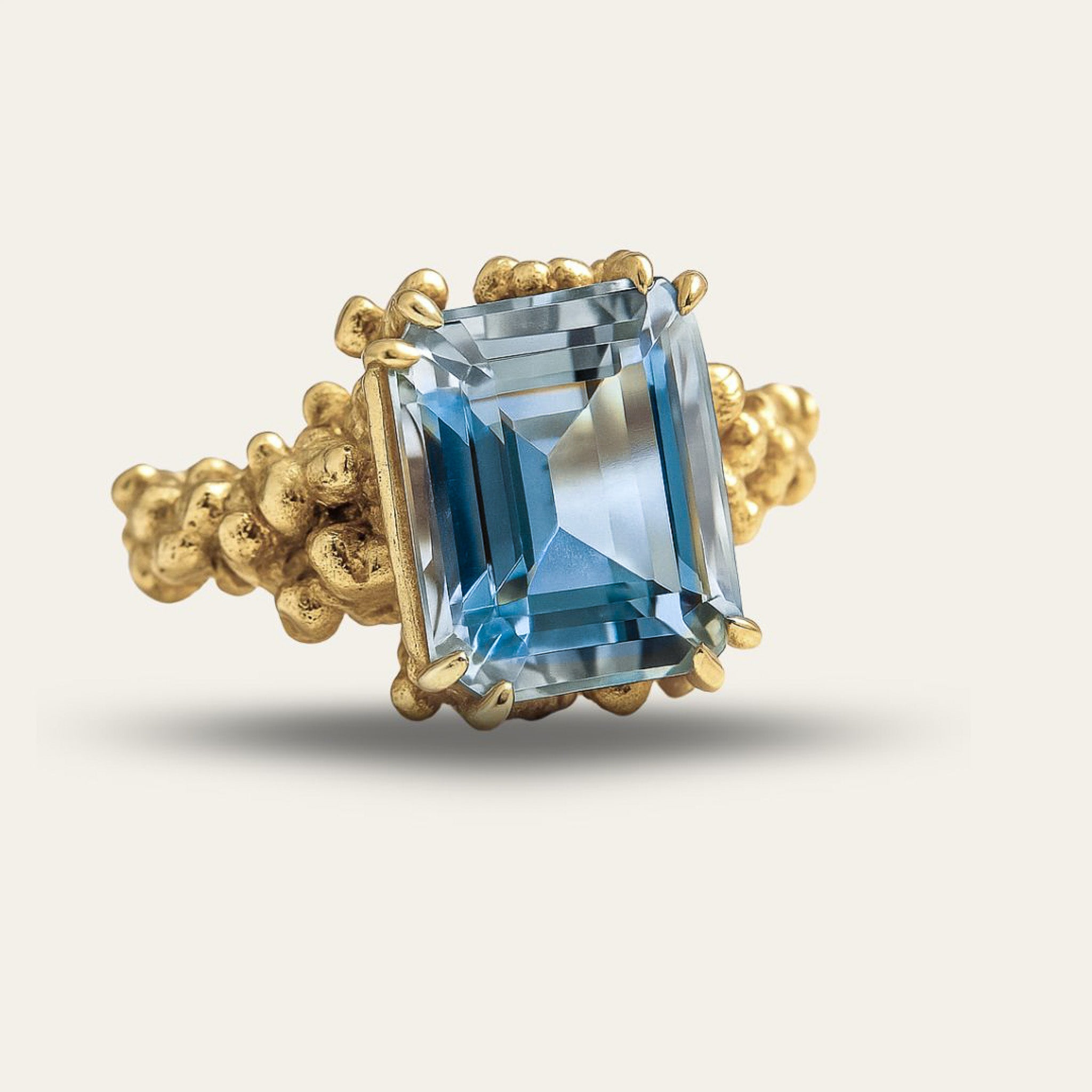 Gold Sky Blue Topaz Ring - Aurelia - Dainty London