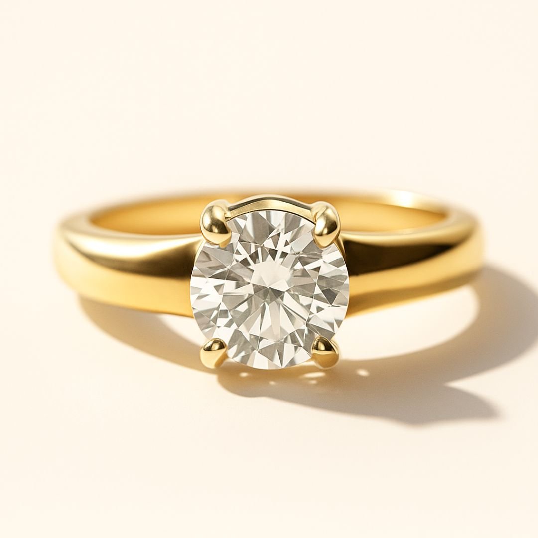 Gold Solitaire Diamond Ring - The Mina Ring - Dainty London