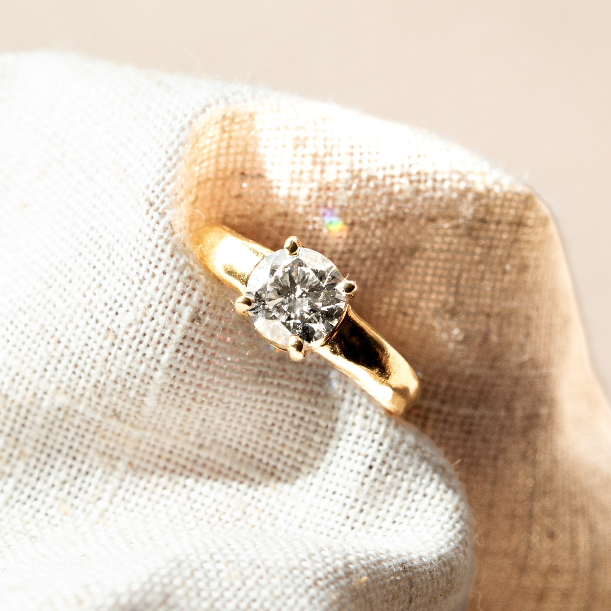 Gold Solitaire Diamond Ring - The Mina Ring - Dainty London