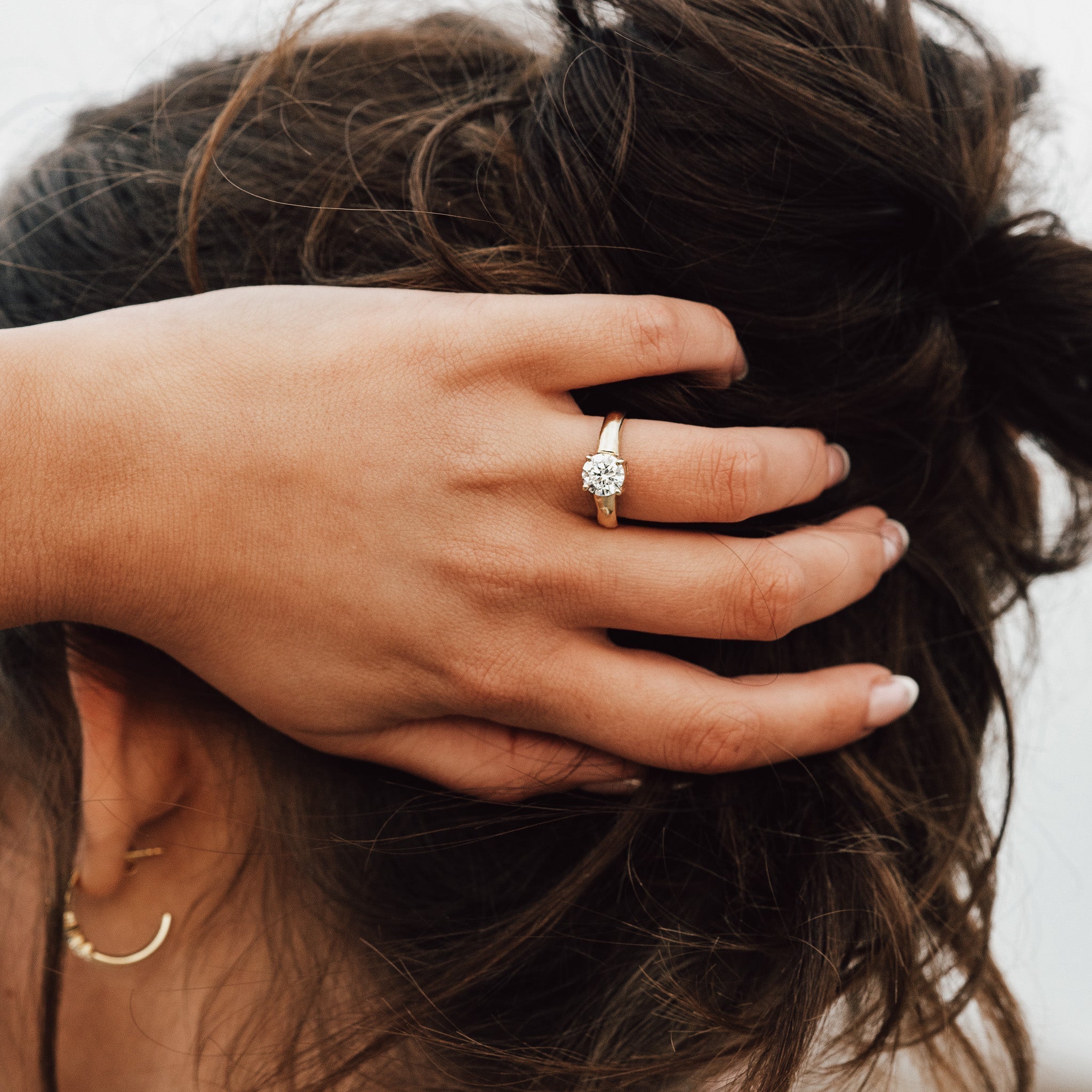 Gold Solitaire Diamond Ring - The Mina Ring - Dainty London