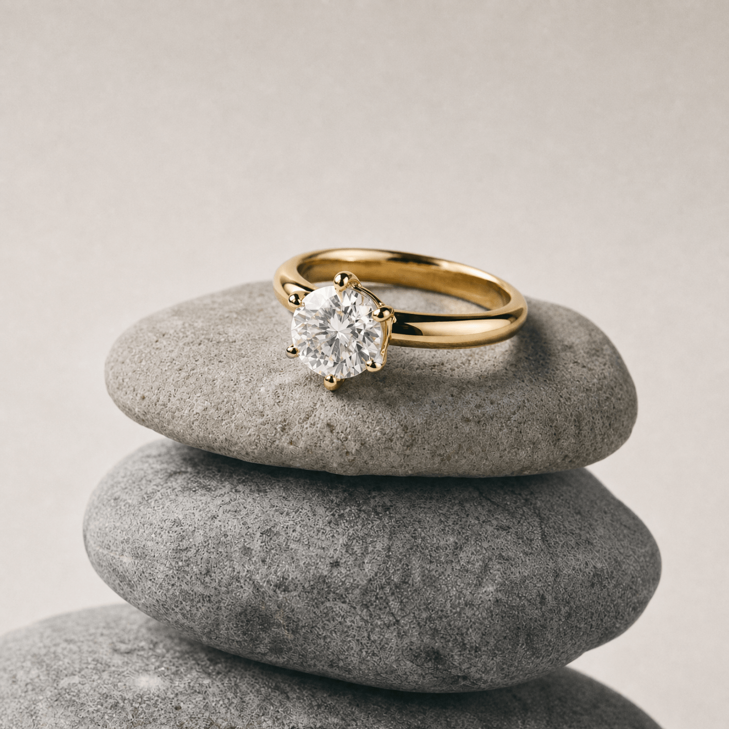 Gold solitaire diamond ring - The Mina - Dainty London