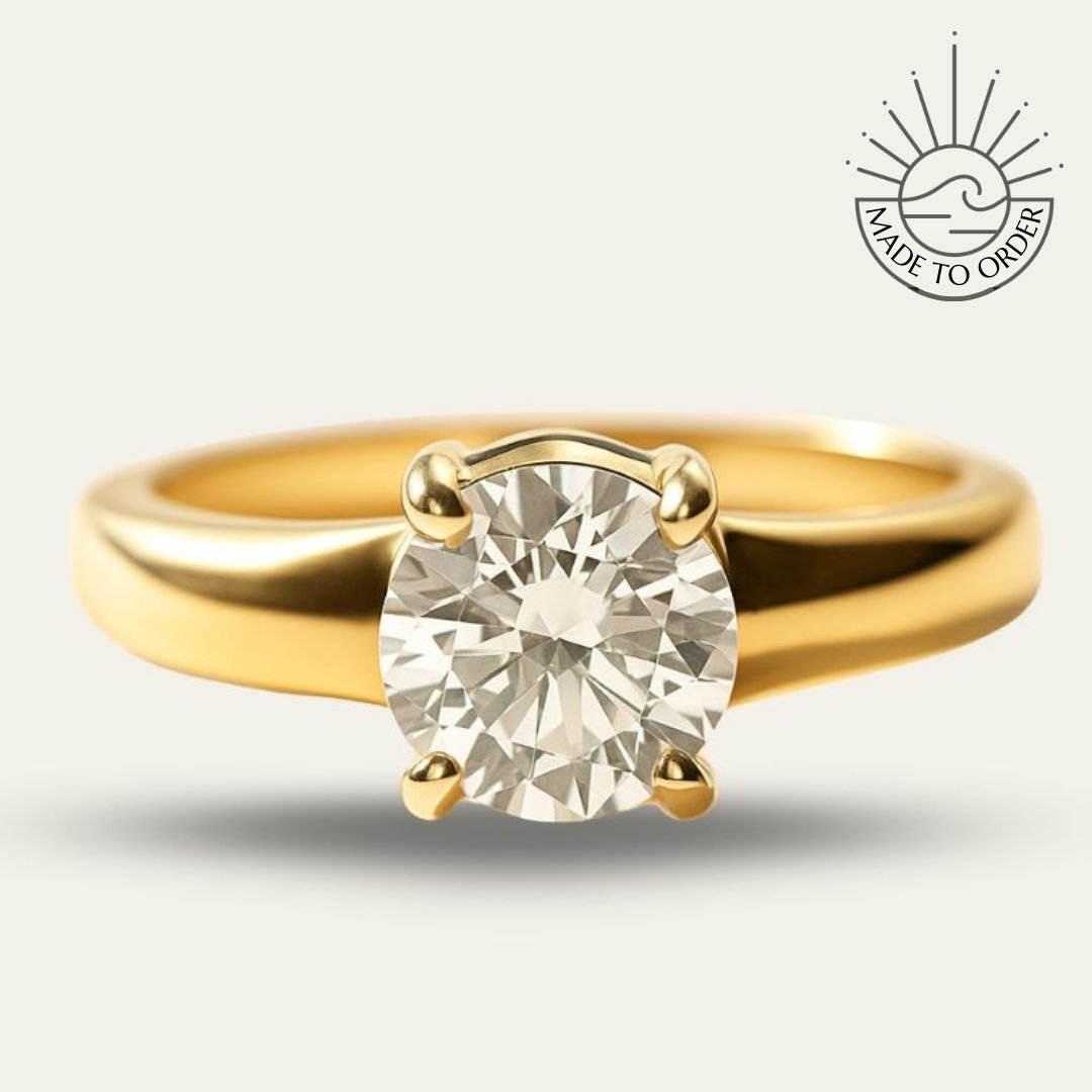 Gold Solitaire Diamond Ring - The Mina Ring - Dainty London