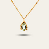 Gold Vermeil Alba Necklace - Dainty Everyday Ocean Green Gemstone Jewellery - Dainty London