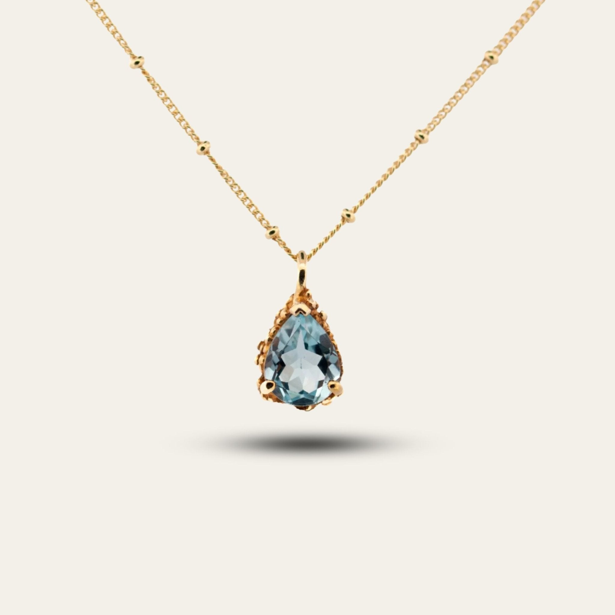 Gold Vermeil Aurelia Necklace - Blue Topaz Gemstone - Dainty London
