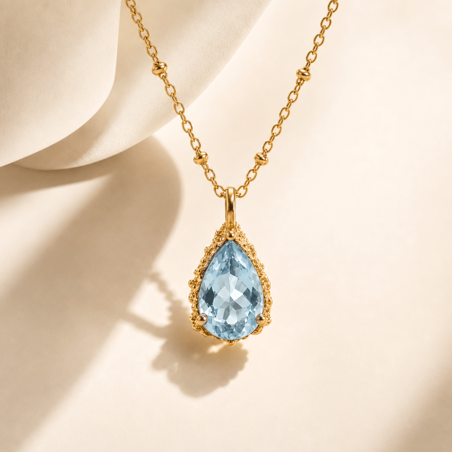 Gold Vermeil Blue Topaz Necklace - Aurelia - Dainty London