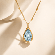 Gold Vermeil Blue Topaz Necklace - Aurelia - Dainty London