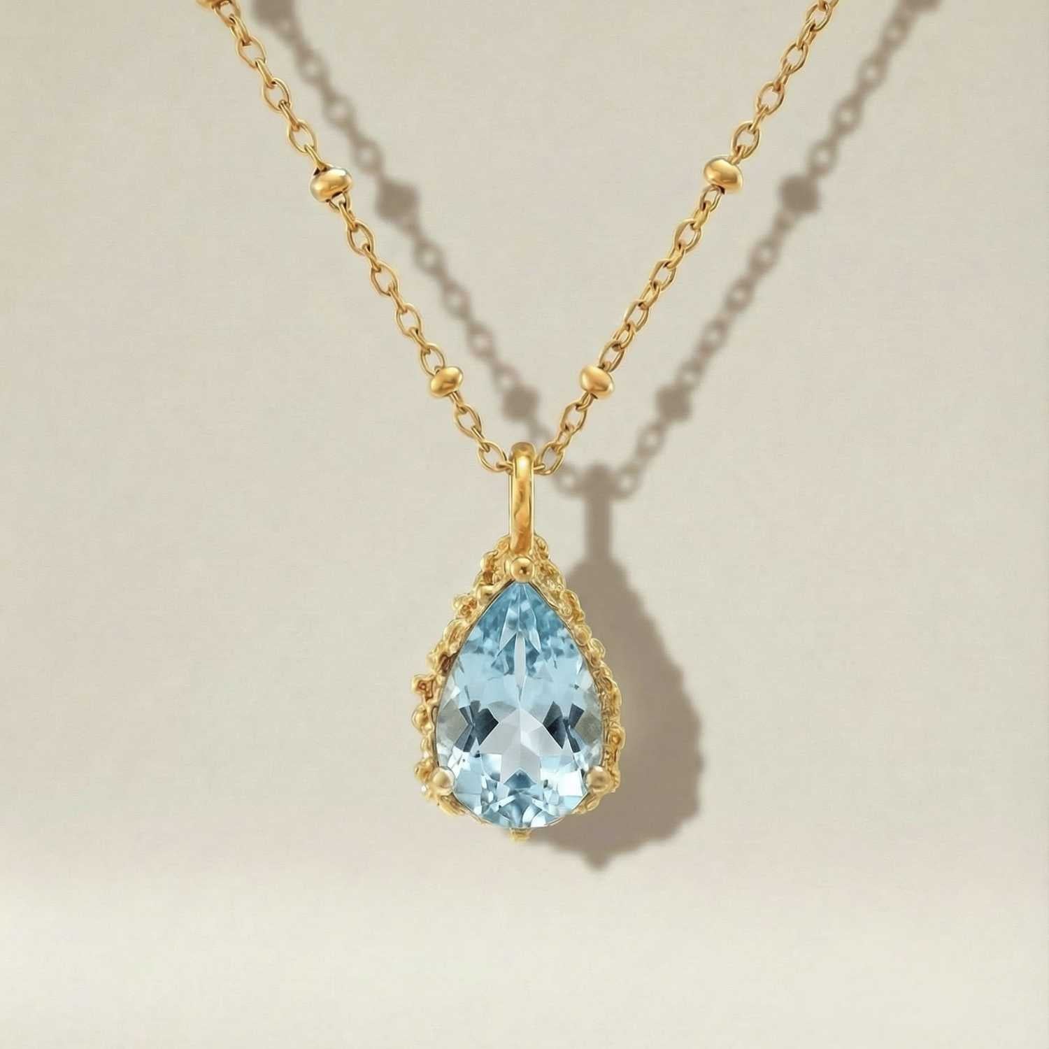Gold Vermeil Blue Topaz Necklace - Aurelia - Dainty London