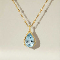 Gold Vermeil Blue Topaz Necklace - Aurelia - Dainty London