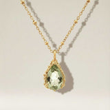 Gold Vermeil Green Quartz Necklace - Alba - Dainty London