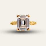 Gold Vermeil Merrow Ring - White Topaz Luxury Rings - Cheap Engagement Rings uk under £500 - Dainty London