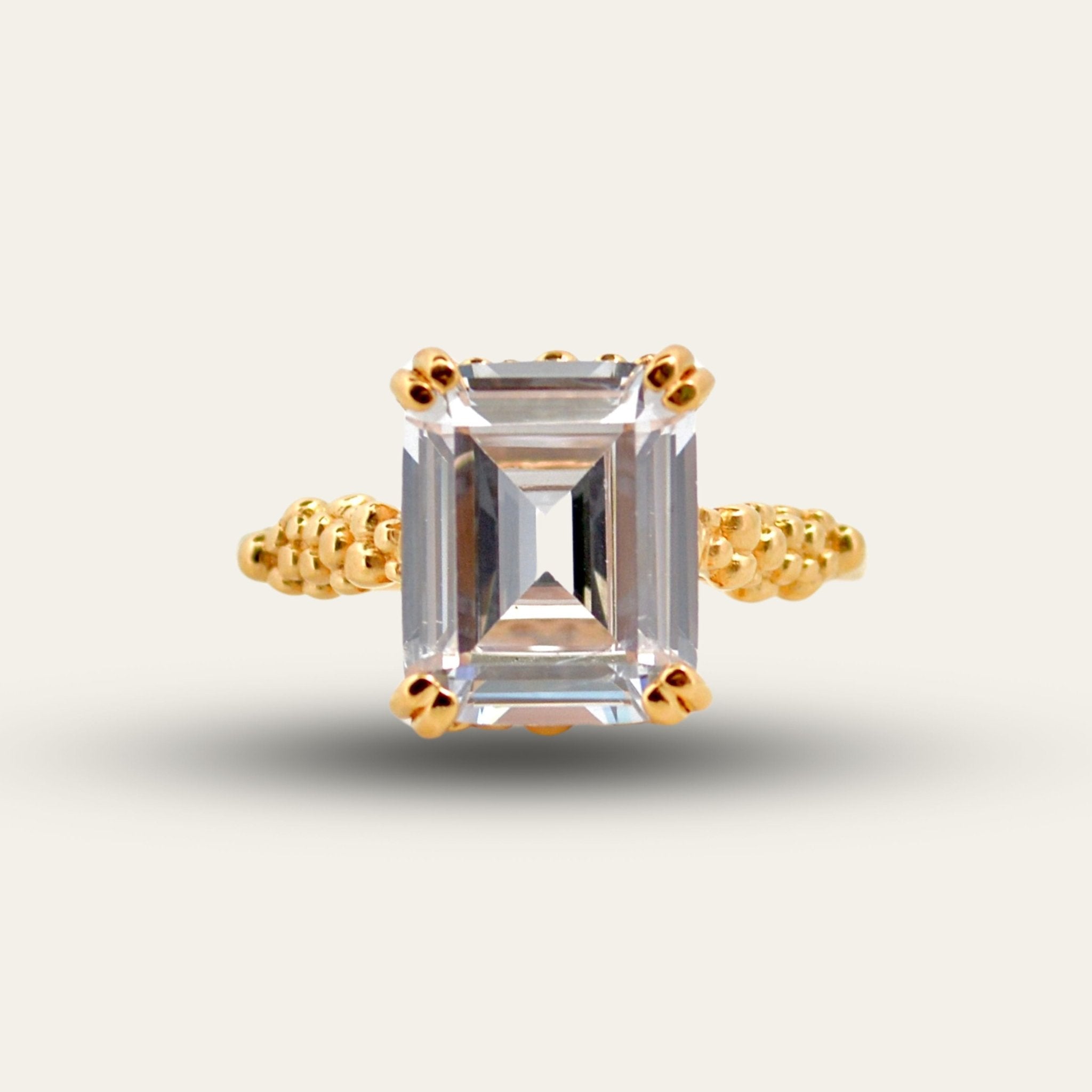 Gold Vermeil Merrow Ring - White Topaz Luxury Rings - Cheap Engagement Rings uk under £500 - Dainty London