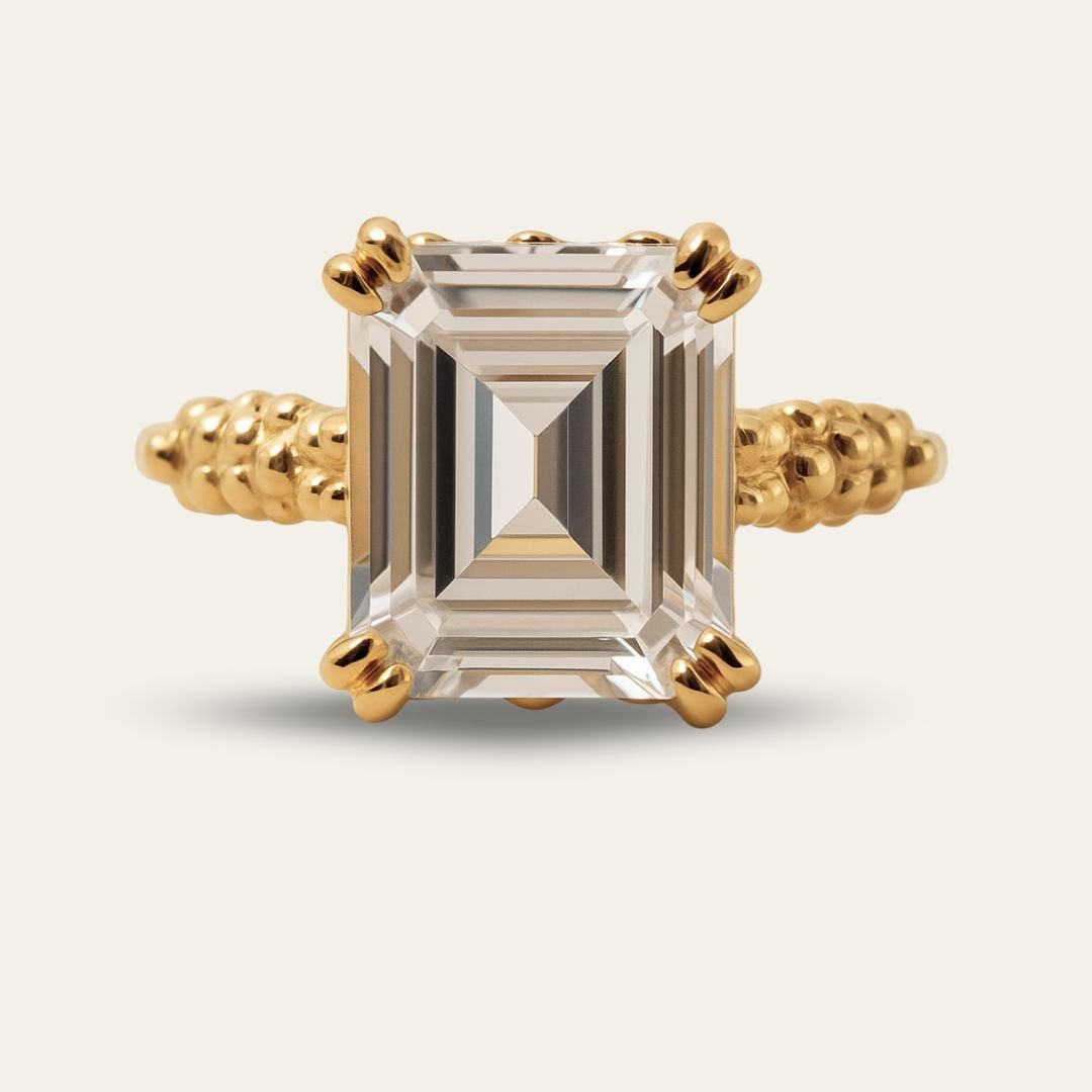 Gold Vermeil White Topaz Gemstone Ring - Merrow - Dainty London