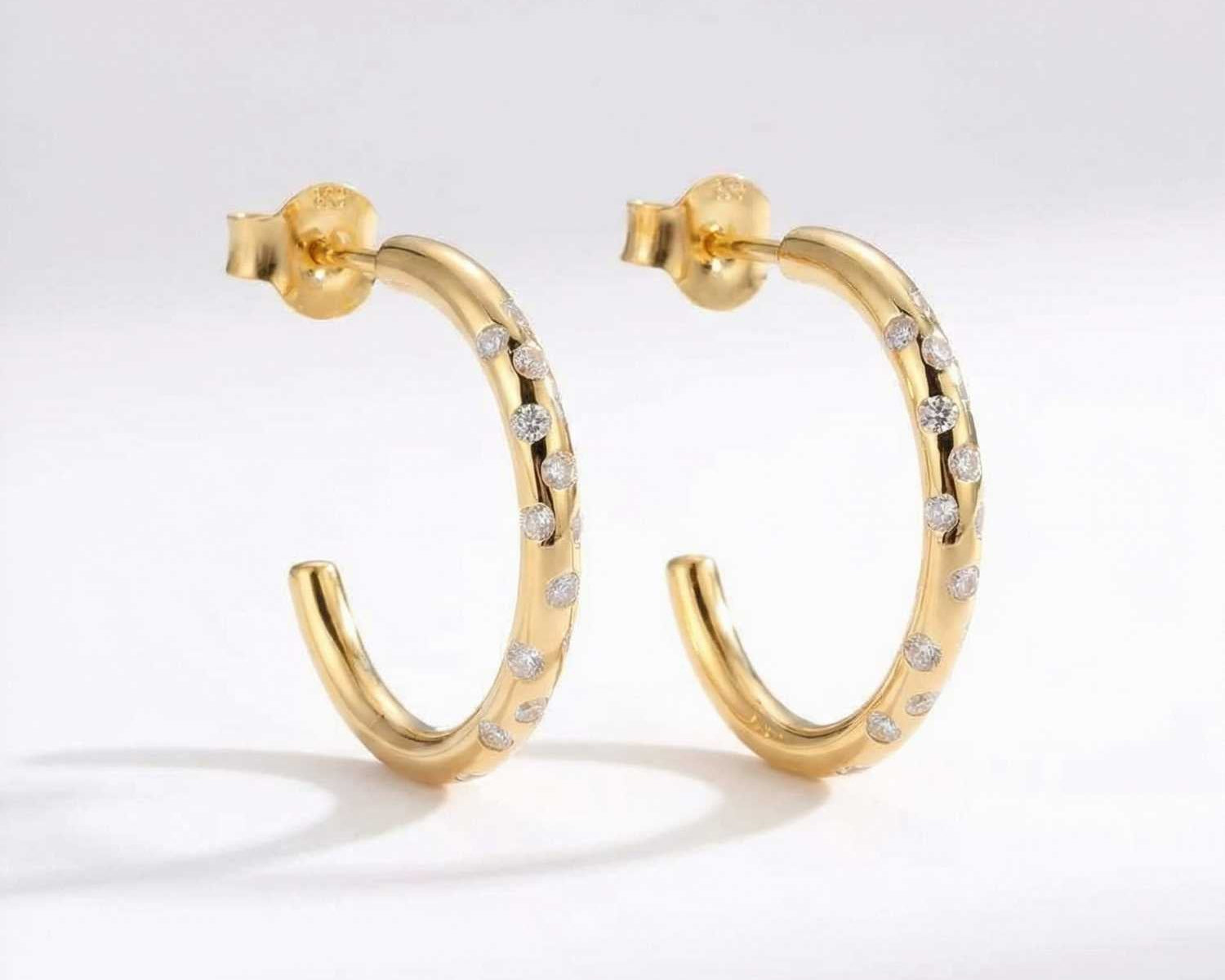 Gold White Topaz Gemstone - Seren Hoops - Dainty London