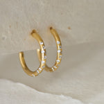 Gold White Topaz Gemstone - Seren Hoops - Dainty London