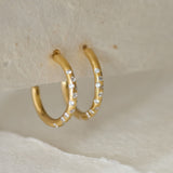 Gold White Topaz Gemstone - Seren Hoops - Dainty London