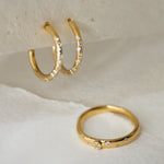 Gold White Topaz Gemstone - Seren Hoops - Dainty London