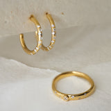 Gold White Topaz Gemstone - Seren Hoops - Dainty London
