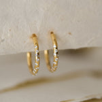 Gold White Topaz Gemstone - Seren Hoops - Dainty London