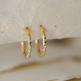 Gold White Topaz Gemstone - Seren Hoops - Dainty London