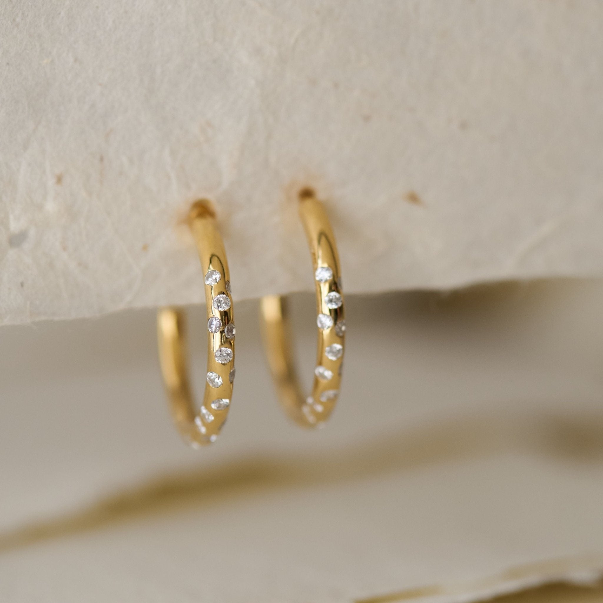 Gold White Topaz Gemstone - Seren Hoops - Dainty London
